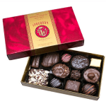 Box of assorted chocolates in a red gift box