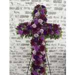 Purple & Lavender Cross Sympathy Floral Arrangement