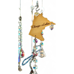 Wooden Minnesota-shaped ornament with iridescent crystal beads