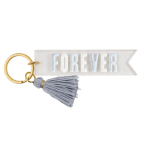 Keychain with a "FOREVER" charm and gray tassel