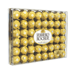 Box of Ferrero Rocher chocolates in gold foil