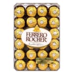 Box of Ferrero Rocher chocolates in gold wrappers