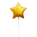 Gold star-shaped balloon with a long string