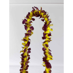 Single Orchid Leis, Yellow/burgundy