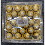 Box of Ferrero Rocher chocolates in gold wrappers