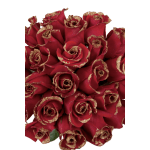 Bouquet of red roses with gold glitter edges
