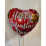 Heart-shaped Valentine’s Day balloon with red and pink lettering