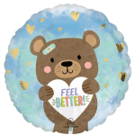 Round bear-shaped balloon with "Feel Better!" text