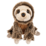Plush sloth toy with brown and cream fur