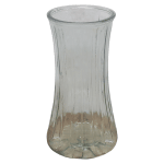 Clear glass vase with a flared top and rounded base