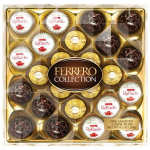 Box of assorted Ferrero chocolates in gold packaging