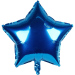 Blue star-shaped foil balloon on a white background