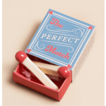 Matchbox-style gift box with a matchstick and heart graphics
