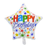 Star-shaped birthday balloon with colorful confetti print