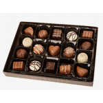 Box of assorted chocolates in a black tray