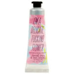 Tube of hand cream with pastel floral label