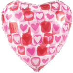 Heart-patterned pink and red foil balloon