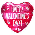 Pink heart-shaped balloon with "Happy Valentine's Day!" text and white hearts
