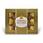 Box of Ferrero Rocher chocolates in gold wrappers