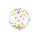 Clear balloon with multicolored confetti dots