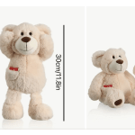 Two beige teddy bears, one standing and one sitting, with a 30 cm height label