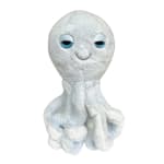 Plush white octopus toy with blue eyes