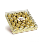 Box of Ferrero Rocher chocolates in gold wrappers