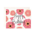 Birthday card with pink flowers and citrus slices