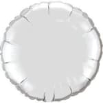 Round white foil balloon with a scalloped edge