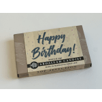 Birthday candy gift box on a white surface