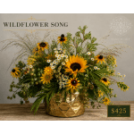 Sunflower and daisy arrangement in a gold vase