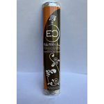 A wrapped chocolate bar with a dark brown label and silver foil ends