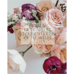 Gift card over a bouquet of blush, cream, and purple flowers