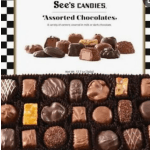 Box of assorted chocolates with a See's Candies label