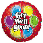 Round balloon with "Get Well Soon!" text and colorful balloons