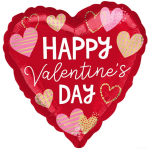 Heart-shaped red balloon with "Happy Valentine's Day" text
