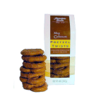 Box of milk chocolate pretzel twists with a stack of pretzels in front