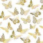 Pattern of gold and cream butterflies on a white background
