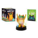 Cat-shaped light-up toy with two illustrated boxes