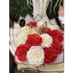 RED AND WHITE MIXED SILK BOUQUET