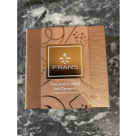 Box of gray and smoked salt caramels in dark and milk chocolate