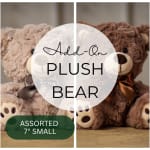 Assorted small plush teddy bears with ribbons