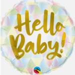 Round pastel balloon with "Hello Baby!" text