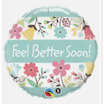 Round floral balloon with "Feel Better Soon!" text