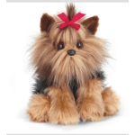 Plush Yorkshire terrier with a red bow