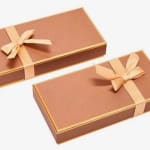 Two rectangular gift boxes with ribbon bows on a white background
