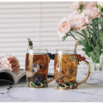 Floral butterfly drinking glass set 