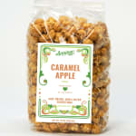 Bag of caramel apple popcorn in clear packaging