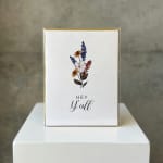 Greeting card with a small floral illustration and the words "Hey y'all"