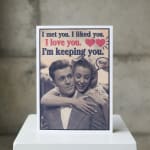 Valentine card with a vintage couple and love message